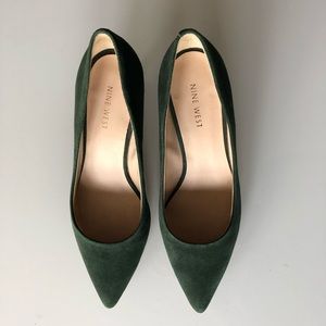 Nine West Green Suede Kitten Heel